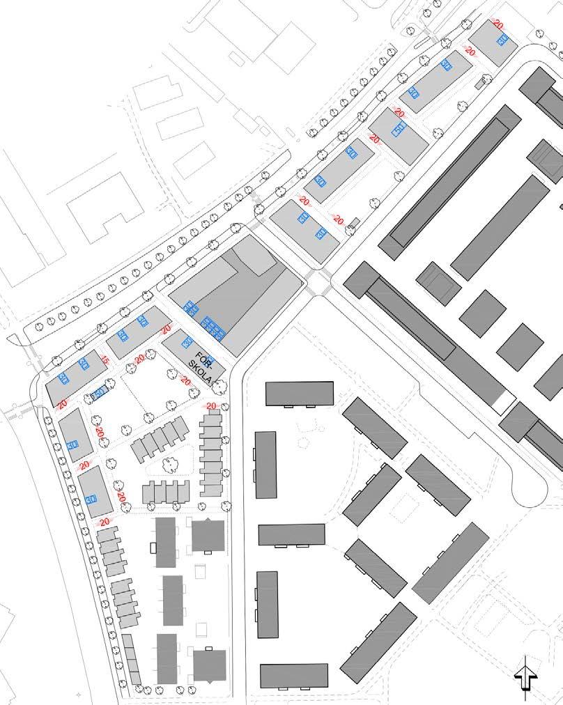 Gång- och cykelväg, cykelparkering Cykelparkering för bostäderna ska anordnas på kvartersmark.
