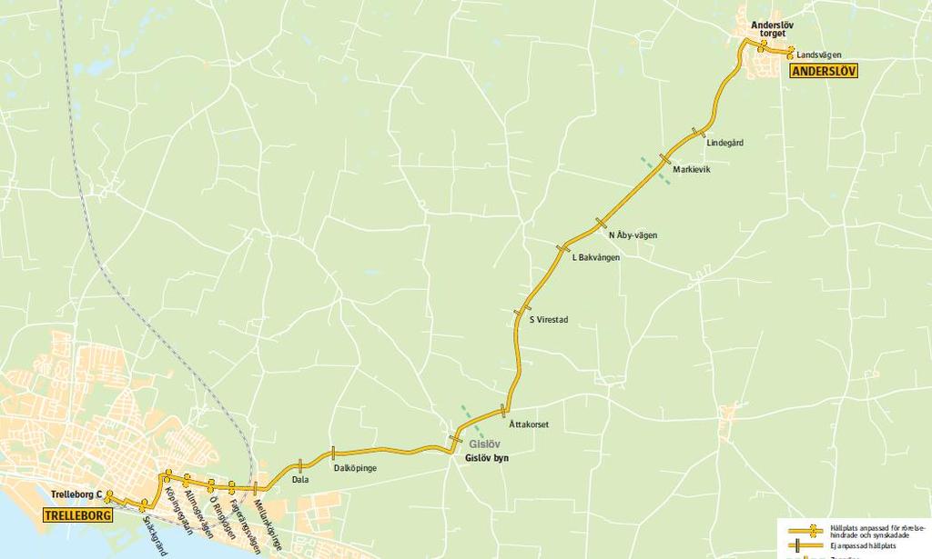 15 (18) 1.5.10 Linje 183 Anderslöv-Trelleborg Linje 183 förser Anderslöv med kollektivtrafik till och