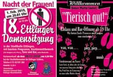 38 Amtsblatt Ettlingen 08.11.2018 Nr. 45 Wasener Carneval Club Ettlingen e.v. News vom WCC 18. Ettlinger Damensitzung Foto: WCC 18. Nacht der Frauen! Am 1.2.2019 findet um 20:01 Uhr die inzwischen legendäre Ettlinger Damensitzung statt.