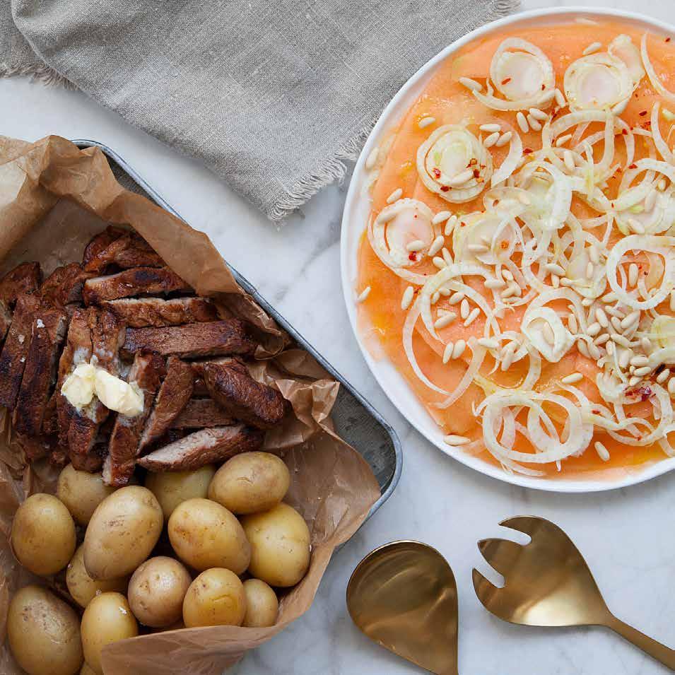 GRILLAD FLÄSKKARRÉ med melon- och fänkålscarpaccio 4 port.