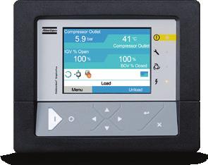 Drift av utrustningen som tillförlitligt uppfyller dina specifika behov av tryckluft. Tydliga ikoner och intuitiv navigering ger snabb åtkomst till alla viktiga inställningar och data.