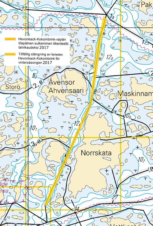 Saaristomeri/Skärgårdshavet/Archipelago Sea *57(T) /2017 (2017-02-20) Suomi. Saaristomeri. Norrskata. Hevonkack Kokombrink väylä (4.6 m). Talvikaudeksi suljettu väylänosa. Finland. Skärgårdshavet.