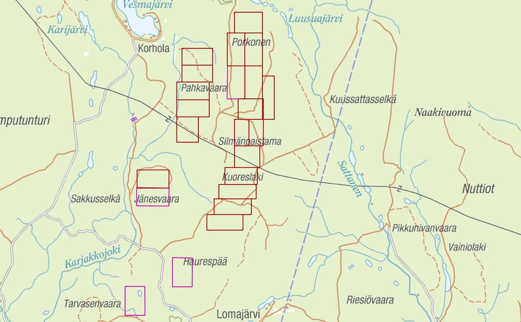 6 Porkonen Endomines har genomfört en mindre undersökning för att lokalisera områden med potential för mineraliseringar inom Porkonen-reservationerna.