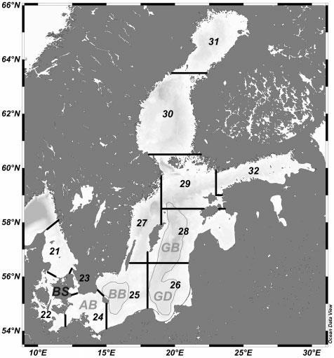 Figur 2. Fångst av flundra per ansträngning (kg/tråltimme) inom BITS (Baltic International Trawl Survey koordinerat av ICES).