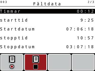 Värdefält [] Visning av starttid/-datum [5] Visning av stopptid/-datum [6] Namnfält