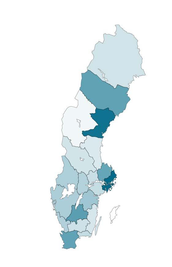 8.6.1 Antal nationella patentansökningar per 100 000 invånare länsvis 2018 Tabellen och kartan baseras på första angivna adress för sökande