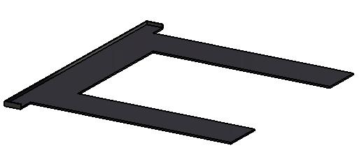 Resultat Topplatta Figur 4.10 Topplattan. Ny plattform för att den ska passa maskinen bättre. Plattan kommer göras i stålplåt och kanterna kommer bockas upp. Eventuell förstärkning kan behövas.