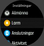 3. Välj en inställning genom att trycka på mittknappen när inställningen är markerad.
