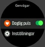 Om du registrerar ett träningspass återspeglar värdena för daglig puls den förhöjda pulsen och kaloriförbrukningen från din träning.