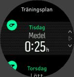 OBS: Dagens planerade aktivitet visas även om mittknappen trycks i urtavlan.