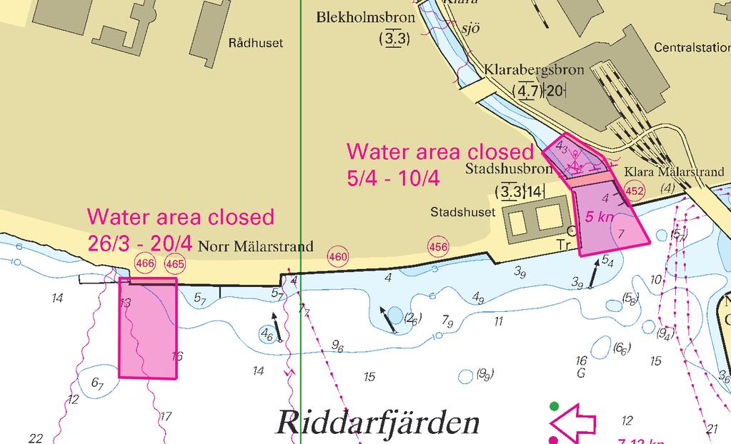 10 Mälaren och Södertälje kanal / Lake Mälaren and Södertälje kanal * 7790 (T) Sjökort/Chart: 6141 Sverige. Mälaren. Stockholm. Riddarfjärden och Klarabergskanalen.