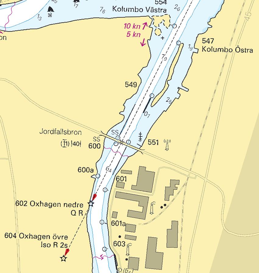 17 * 7776 Sjökort/Chart: 1352 Sverige. Trollhätte kanal. S om Kungälv. Fyrarna Oxhagen nedre och övre. Fyrljus ändras. Fyrljuset på Oxhagen nedre och övre ändras från grönt till rött.