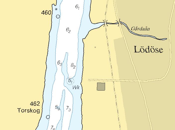 19 * 7778 Sjökort/Chart: 1352 Sverige. Trollhätte kanal. Göta älv. Lödöse. Vrak. O om farleden vid Lödöse ska ett vrak med minsta djup 5,1 m införas.