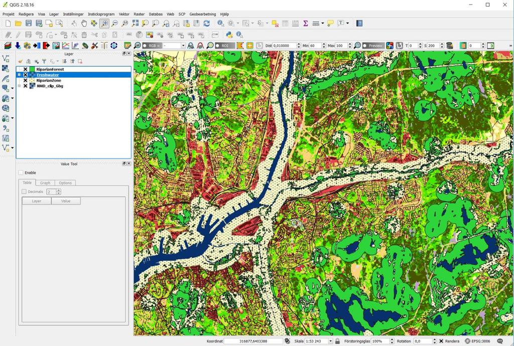 Nya nationella marktäckedata (NMD) Kontext för tolkningen av aktuella satellitbilder Var finns vatten och skog under normala förhållanden?