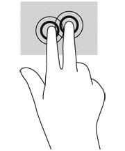 Tvåfingersklick Med tvåfingerstryck kan du göra menyval för ett objekt på skärmen. OBS! Tvåfingersklick har samma effekt som om du högerklickar med musen.