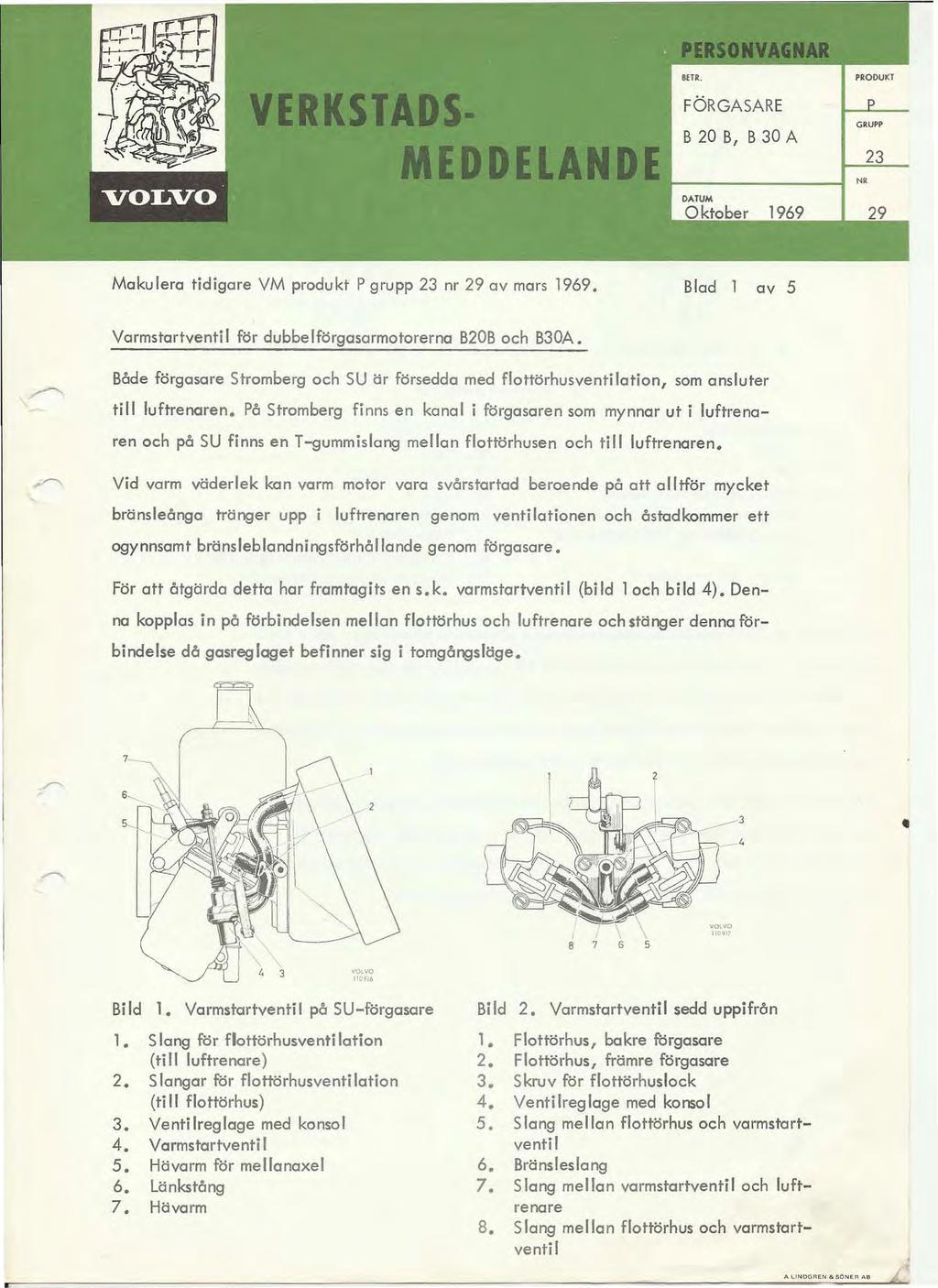 V E R KS TA D S- PERSONVAGNAR BETR. FÖRGASARE B 0 B, B 30 A P:ODUKT GRUPP M E D E LA N D E t-----_~n."-- 3 DATUM Oktober 1969 9 Maku lera tidigare VM produkt P grupp 3 nr 9 av mars 1969.