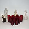 223 PARTI GLAS, 13 delar, vas, Lars Hellsten samt karaff, Orrefors, med mera.