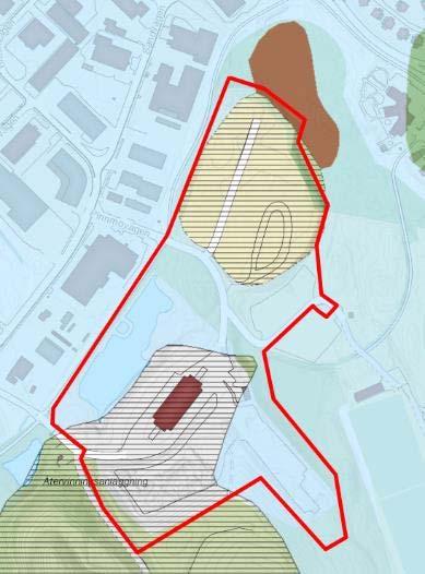 Samma användning som i gällande plan föreslås också i den södra delen, J Återvinningscentral, men även här justeras avgränsningen. Bl.a. föreslås en mindre del, som i gällande plan medger idrott- och rekreationsändamål, läggas till området för återvinningscentralen för att möjliggöra expansion/utveckling.