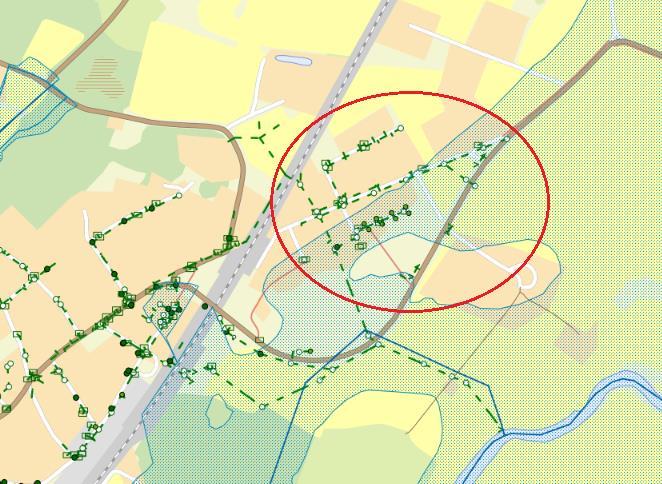 8(13) Bild 8. Befintligt dagvattennät. Dagvattenflöden Regnintensiteten för ett dimensionerande regn anges i l/s*ha. Denna multipliceras med en klimatfaktor av storleken 1.