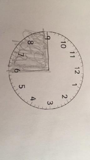 strecket moturs, vilket tyder på att eleven inte har förstått åt vilket håll klockans visare roterar.