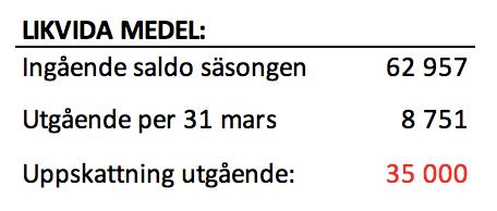 EKONOMI UTFALL SÄSONG 2018-1019 ALMTUNA TEAM 09 INTÄKTER KOSTNADER Klubbrabatten ht18 5 220 Cuper ht 18 (3 st) 9 500 Klubbrabatten vt19 10 800 Cuper vt 19 (6 st) 21 000 Matchbiljetter (43) 4 368