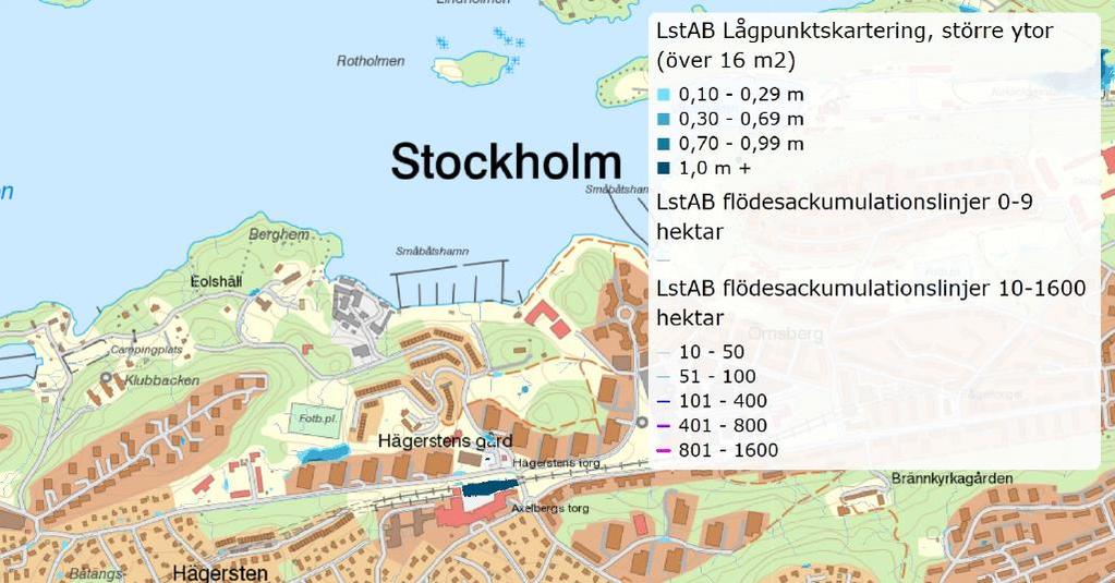 Figur 6. Lågpunktskarta. Källa: Länsstyrelsen, 2017 7.1.2 Miljöanpassade materialval För att minska miljöpåverkan på dagvattnet bör material som inte innehåller miljöskadliga ämnen väljas.