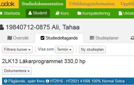 Administrativ antagning senare del av program efter återupptagande av studier Ny studieplan På KI talar vi om administrativ antagning till senare del efter återupptagande av studier.