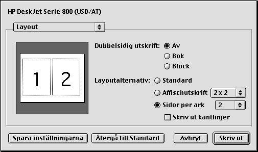 2 Använd skrivarprogrammet Om du vill skriva ut en kantlinje som skiljer sidorna åt i en 2- eller 4-sidig layout markerar du den här kryssrutan.