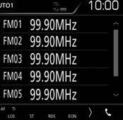 Radio Använda minnet ÑÑAutominne Du kan automatiskt spara stationer med god mottagning i minnet. 1 Tryck på önskad bandknapp.