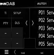 Denna funktion kräver dock en digitalradio som inkluderar TI-information. 1 Tryck på [ ] på vänstra sidan av skärmen. Tryck på [TI].
