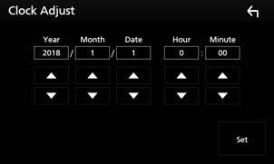 hhskärmen SETUP Menu visas. 3 Tryck på [User Interface]. Användning av pekpanelen hhskärmen User Interface visas. 4 Tryck på [Clock Adjust].
