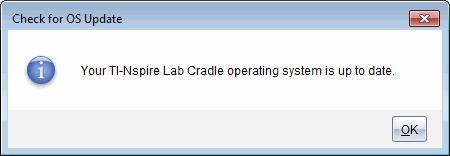 Om operativsystemet inte är uppdaterat visar dialogrutan ett meddelande som talar om att en ny version av operativsystemet är tillgänglig. 5. Klicka på OK för att stänga dialogrutan.