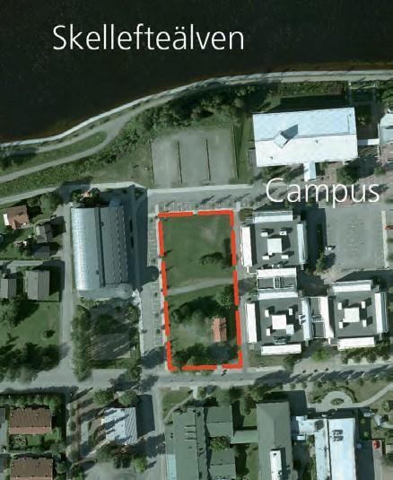 Parkeringsmöjligheter finns i kvarteret Balder. Aktuellt på gång: - Campus Kv Laboratorn Grönyta mellan Campushallen och utbildningslokaler.