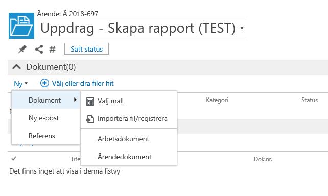 Datum 2018-04-27 Upprättad av Ulrika Kämpe Skapa rapport till regeringen, skicka för godkännande, godkänna och diarieföra och skicka rapport Denna manual innehåller en beskrivning av flödet hur man