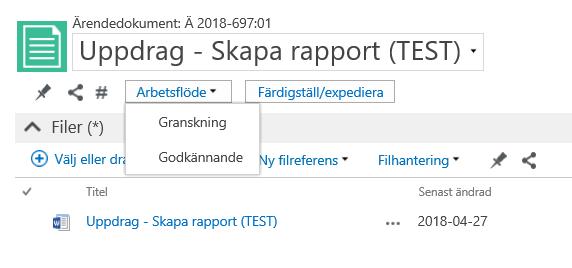 Om dokumentet är helt färdigt från din sida och filen är incheckad i Public 360 så kan du nu skicka dokumentet för godkännande till den chef som ska fatta beslutet.