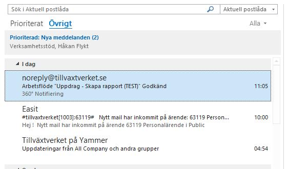 Handläggare Då beslutsfattaren har godkänt dokumentet får du som handläggare ett e-postmeddelande med en länk. OBS!