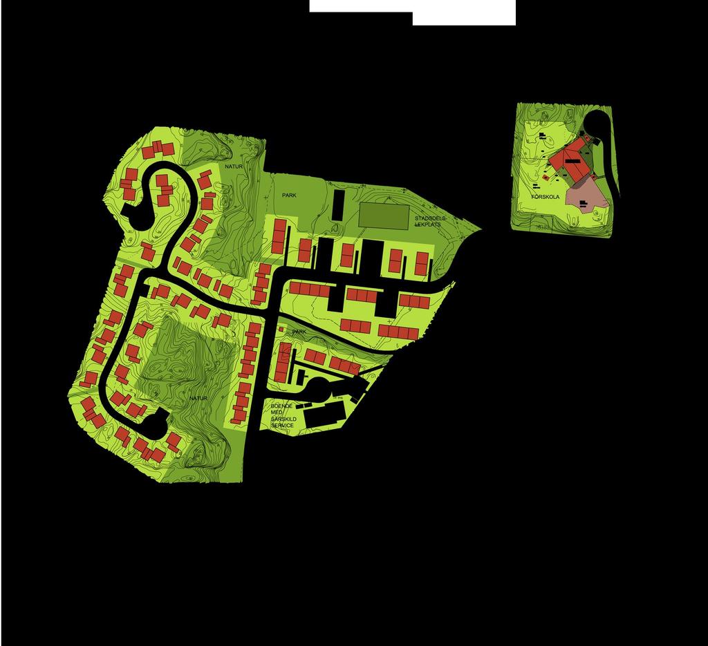 ÖVERGRIPANDE KARAKTÄRER Detaljplanens ambition är att ta till vara områdets karaktärsdrag och placera in bebyggelsen på