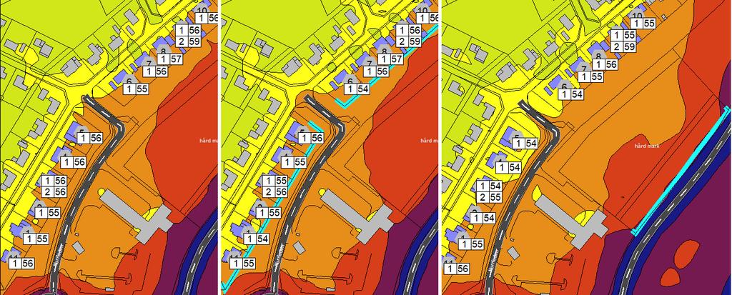 4.3. SKÄRM I TOMTGRÄNS PLANOMRÅDE OCH RAMP I det andra fallet har en bullerdämpande skärm placerats planområdets östra del, utmed södergående avfartsramp (se figur 7).