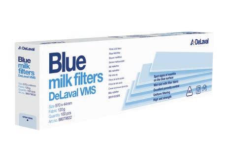 se DeLaval silfilter VMS sydda kanter 98079627, vit (t o m 2004) 620 x 60 mm 100-pack 98079632, blå (fr o m 2005) 510 x 44 mm 100-pack 98079633 (fr o m 3:e VMSen) 1040x44 mm 100-pack Torrvikt 120g/m