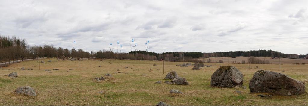 44 Cirka 3,0 5,5 kilometer nordväst om närmaste planerade vindkraftverk finns herrgården Malmgård.