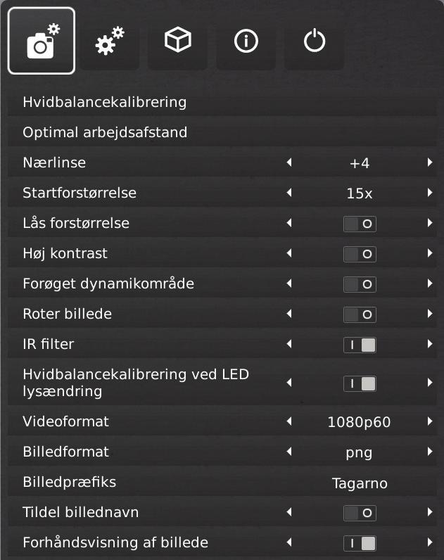 9. OPSÆTNINGSMENU / SETUP MENU OPSÆTNINGSMENU / SETUP MENU (1/5) Opsætningsmenuen i TAGARNO FHD mikroskopet giver to metoder til at indstille dit mikroskop, præcis som du ønsker det Tilgå