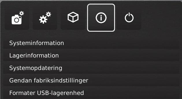 OPSÆTNINGSMENU / SETUP MENU (5/5) 4. INFO 5. OFF 1.