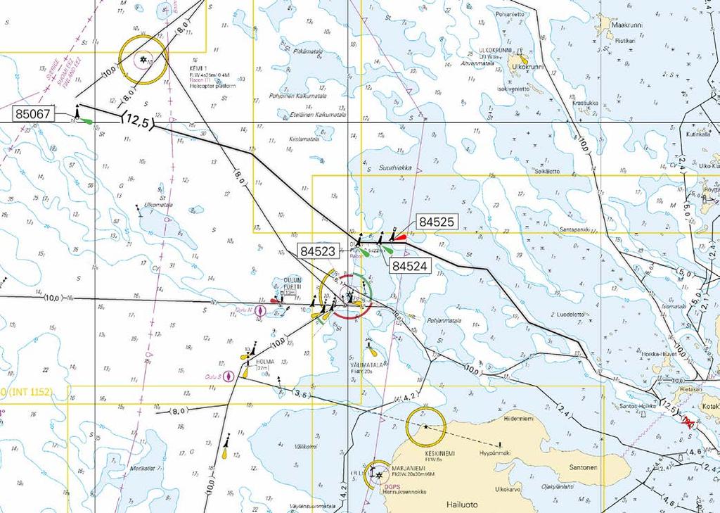 Kuva viitteeksi, karttaotteet ei merikartan mittakaavassa / Bild för referens, kortutdrag inte i sjökortets skala / Image for reference, chart extracts not to scale of chart
