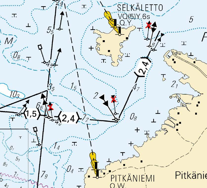 1 57, 58, 958, G/INDEX, G847, G850 Muuta Ändra Amend > Seuraavien pisteiden välillä: Mellan följande positioner: Between the following positions: (1) 65 16.81'N 25 15.33'E (2) 65 17.37'N 25 17.