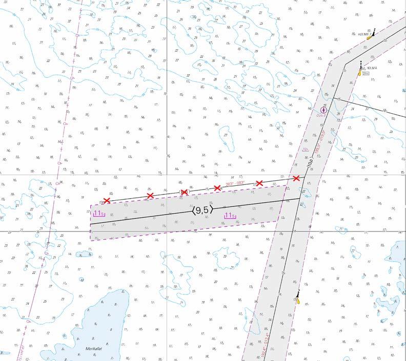 4 Väyläalueen reunalinja seuraavien pisteiden välille: Farledsområdets begränsningslinje mellan följande positioner: Fairway area edge line between the following positions: väyläalueen rasterointi