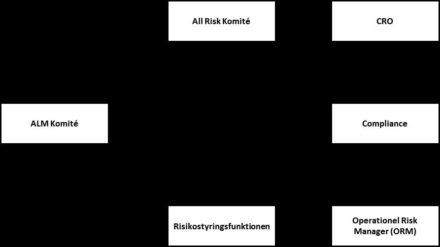 Riskorganisationen i Danica-koncernen framgår i figuren nedan: All risk-kommittén är det högsta riskorganet som hanterar det övergripande riskarbetet för Danica-koncernen och driver Danica Pension