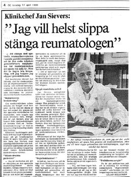 1956 flyttade han till Finspång och tjänstgjorde som internmedicinare där och på Linköpings lasarett, som från 1960 benämndes Regionsjukhuset i Linköping (RiL).