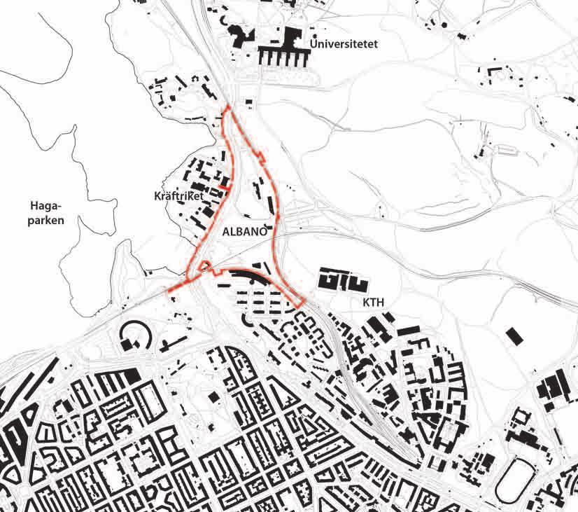 Landskapsrummet i södra Albano avgränsas av Roslagsbanan i öster och Roslagsvägen i väster. I norr och söder avgränsas det av höjderna Albanoskogen och Albanoberget (Roslagstullsberget).