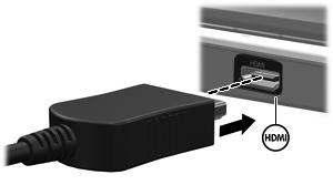 Använda HDMI-porten (endast vissa modeller) Vissa datormodeller har en HDMI(High Definition Multimedia Interface)-port.