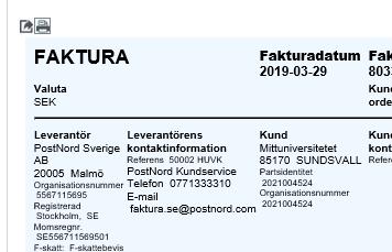 Titta på fakturabilden - Om fakturan är skannad kan du klicka på fakturabilden så visas den i ett separat fönster från vilket du kan zooma, skriva ut och spara ner